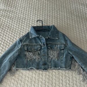 Fringe Denim Cropped Jacket